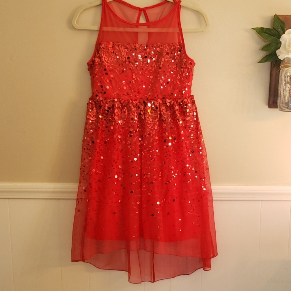 Girls red sequin dress size 14